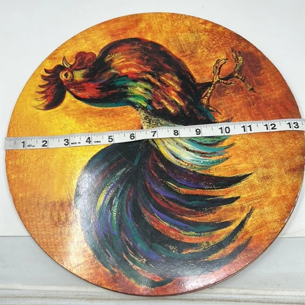 Rooster 3D Print Coaster Set Farmhouse Kitchen Decor Cork Base Absorbent